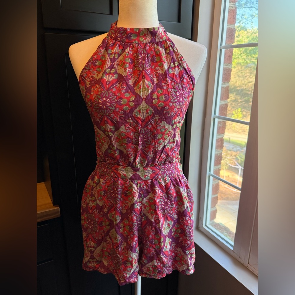 Boho Floral Halter Romper